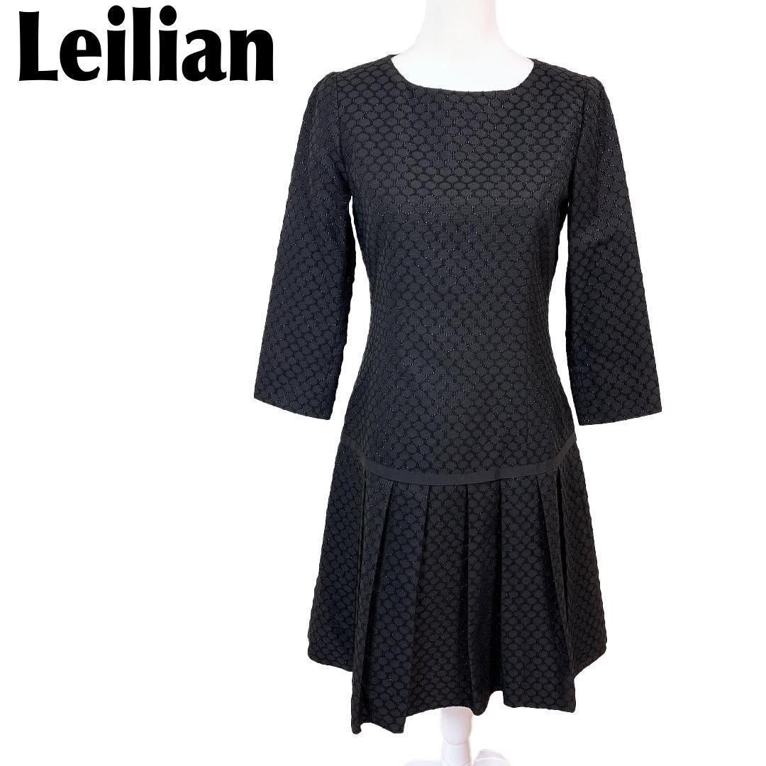 レリアン ギャザープリーツ光沢刺繍ワンピース フ シルエット