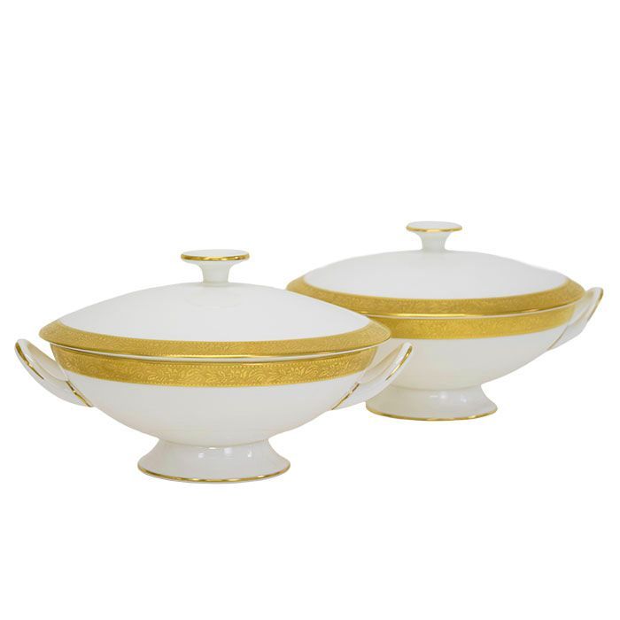 ウェッジウッド WEDGWOOD アスコット ASCOT ベジタブルチューリン 2点 ボーンチャイナ 陶器 金彩 イギリス製 廃盤品 黒壺 レディース メンズ ホワイト | ゴールド 正規品 mbm07018