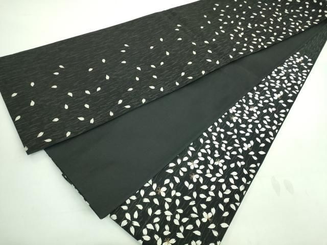 平和屋着物□極上 六通柄袋帯 唐織 舞桜 黒地 金糸 逸品 DZAA7428kh5  