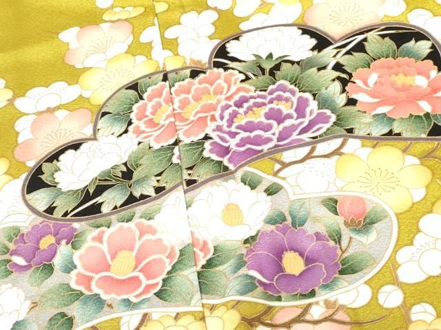 平和屋着物●豪華振袖・長襦袢(無双仕立て)セット　草花松文　暈し染め　金彩　正絹　逸品　DAAX1384op 平和屋着物○豪華振袖・長襦袢(無双仕立て)セット 草花松文 暈し染め