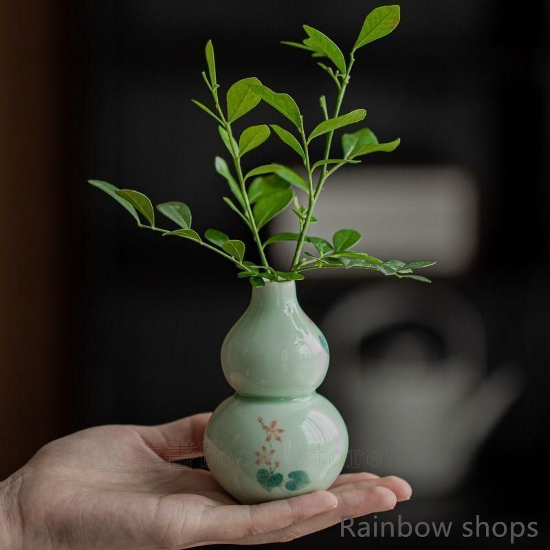 新品未使用】花瓶 景徳鎮 装飾花瓶 中国陶器 葫蘆花瓶飾り 海棠