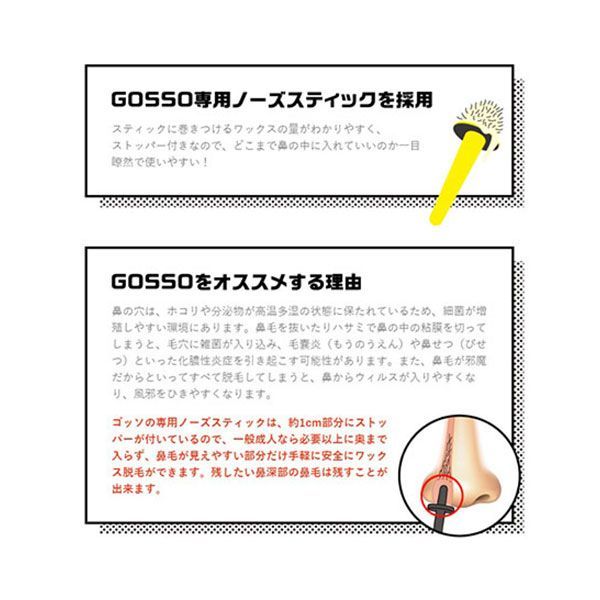 【5個セット】 ゴッソ GOSSO 鼻毛 ワックス 鼻毛脱毛キット ブラジリアンワックス メンズ レディース 脱毛 3回分