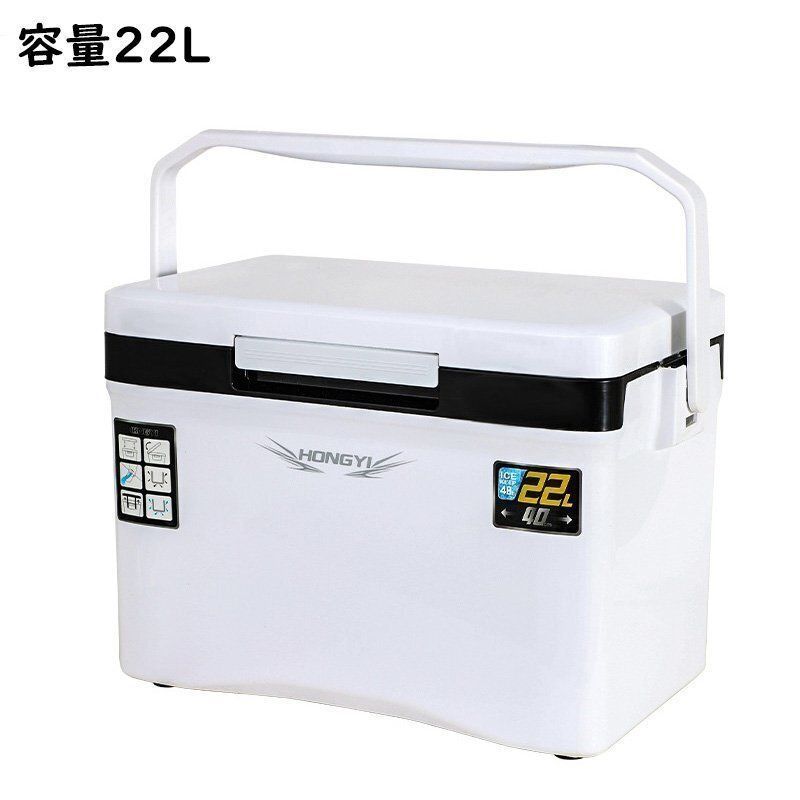 釣り用クーラーボックス 容量22L 座れる頑丈マッスルボディ 防水 断熱材保温保冷 ハンドル|水栓|肩ベルト付き 天窓なし 釣り 保冷力48h 白 送料無料