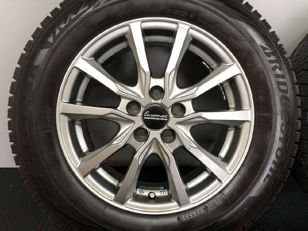 走行短め BS BLIZZAK VRX2 195 65R15 スタッドレス MANARAY SPORT EUROMAX 15インチ 6J5HPCD100 45 20年製 プリウス等 STL003