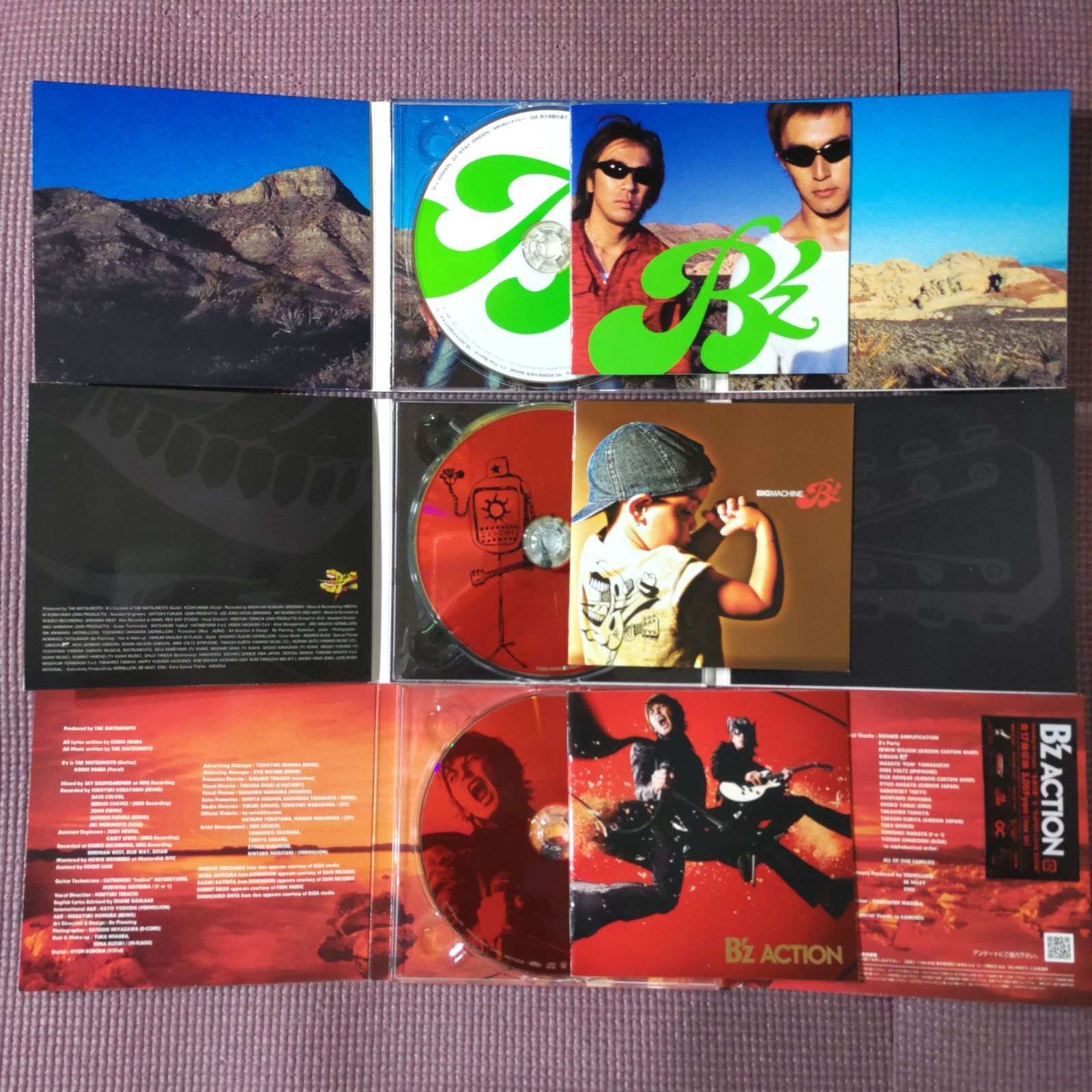 B'z 3セット 🟩「B'z/GREEN」 🟨 「B'z/BIG MACHINE」🟥 「ACTION