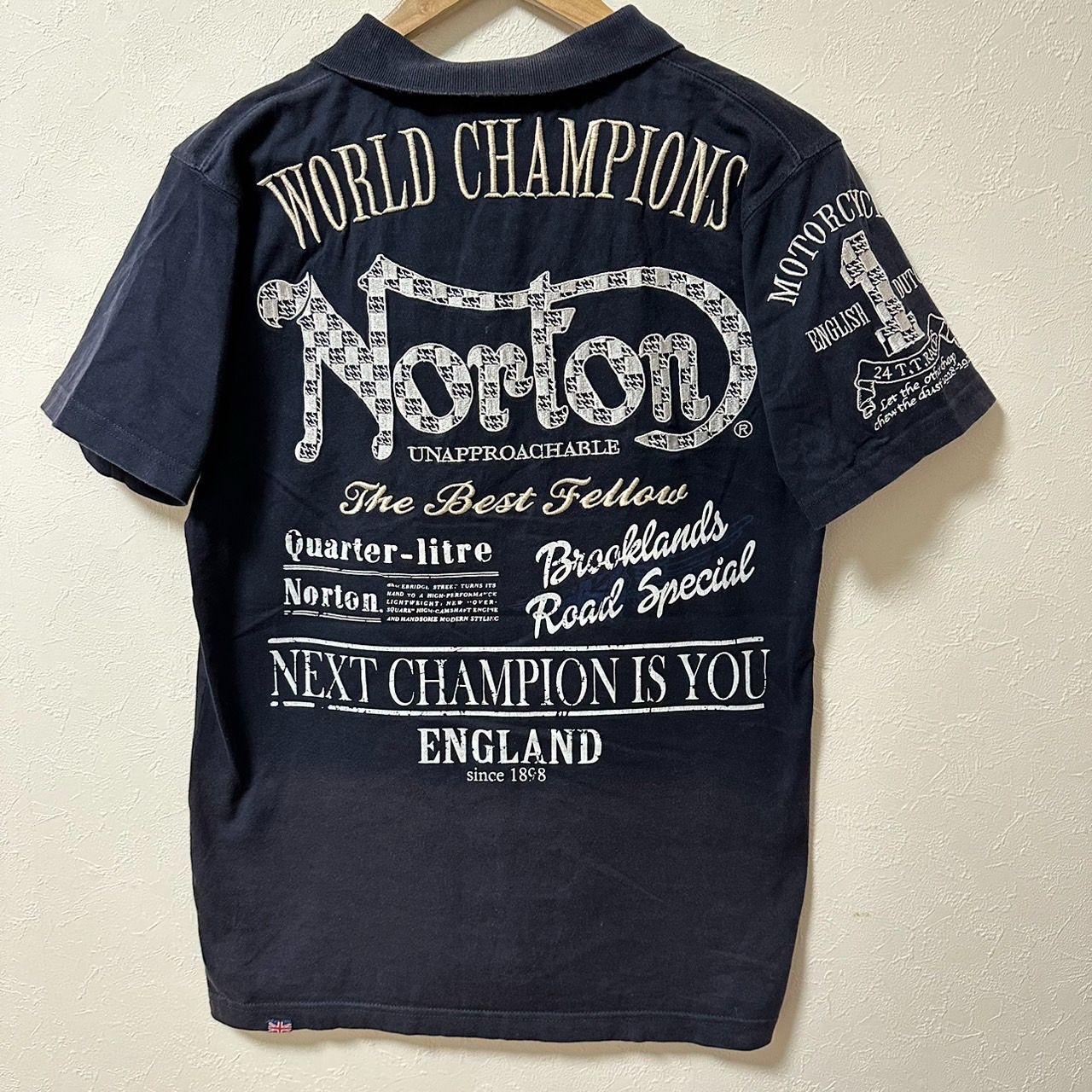 w^)b Norton ノートン 半袖 Tシャツ 襟付きTシャツ プリントT 刺繍入り