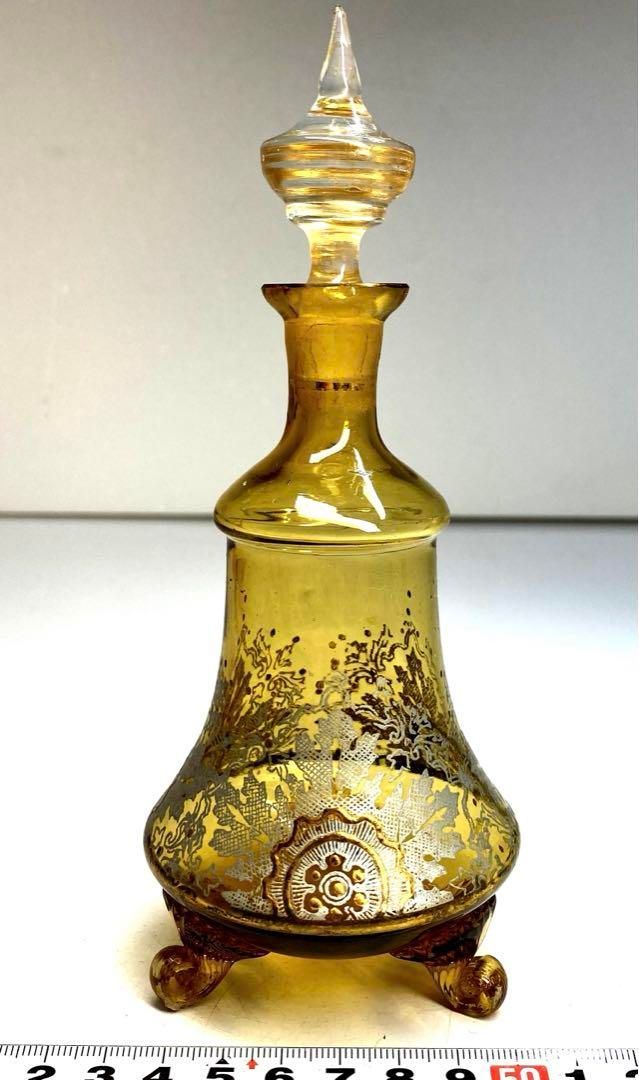 19世紀 ボヘミア金彩グラス 高さ17.5㎝ 東Y6-0329