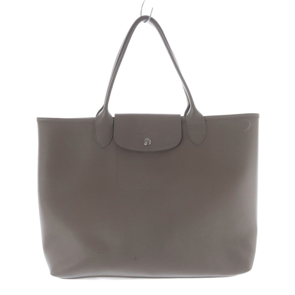 ロンシャン LONGCHAMP ルプリアージュ シティ L レザー トートバッグ ハンドバッグ ロゴ グレージュ