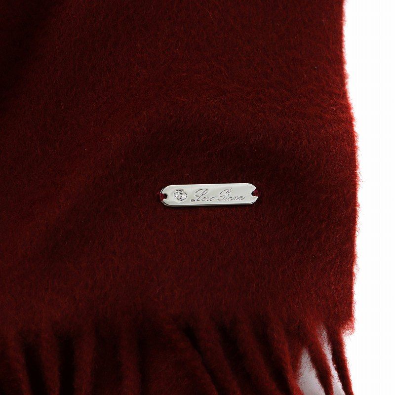 Loro Piana マフラー　カシミヤ　レッド ロロピアーナ Loro Piana マフラー ストール フリンジ ロゴ