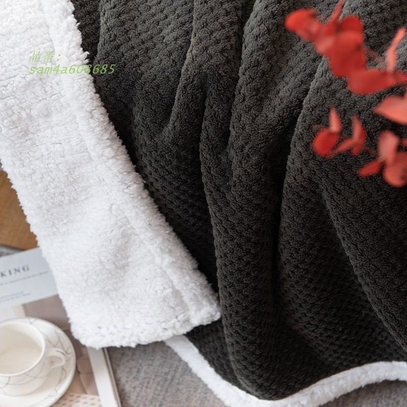 珊瑚絨毯無地パイナップルジャカード絨毯二重絨毯秋冬毛布 am4a608685