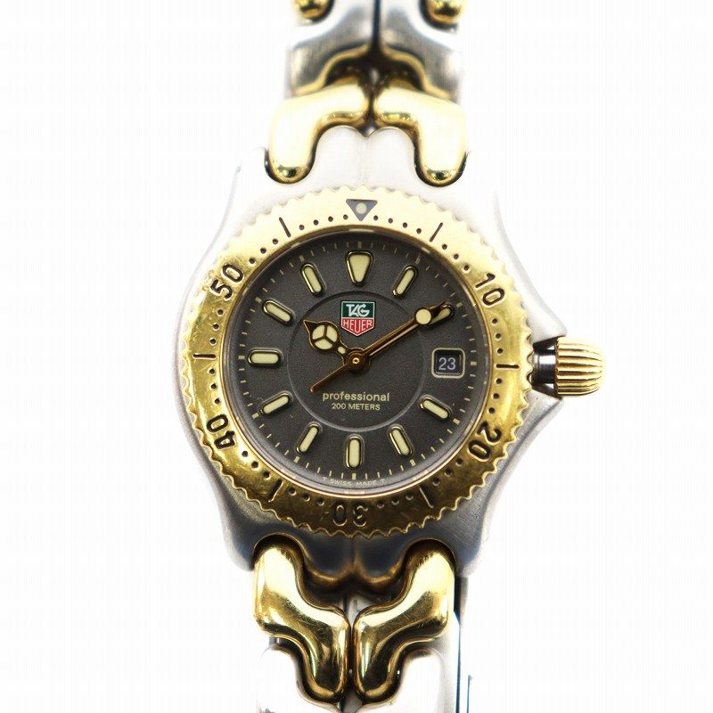 タグホイヤー TAG HEUER プロフェッショナル200ｍ デイト 腕時計 クォーツ アナログ 3針 ゴールド色 シルバー色 WG1320-0 |AN17