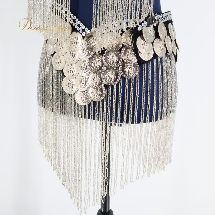 シルバー ビーズ装飾 ベリーダンス 購入 ベリーダンス衣装】透明感