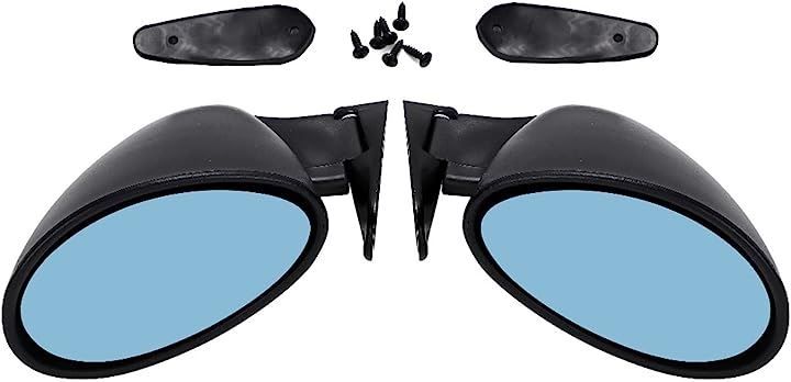 Partools 互換品カリフォルニアン ミラー F1 タイプ 汎用 左右セット ドアサイドミラー 社外品 外装パーツ カフェレーサー 旧車(ブルーレンズ)