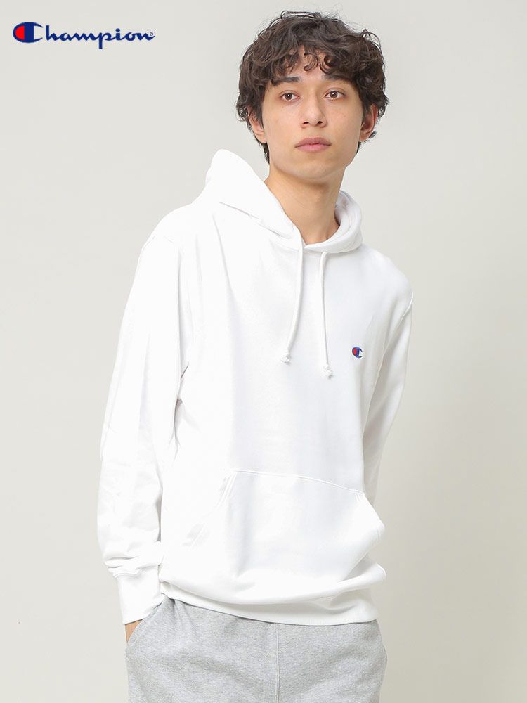 チャンピオン パーカー Champion プルオーバーパーカー ワンポイント 裏毛 C3W101 ホワイト