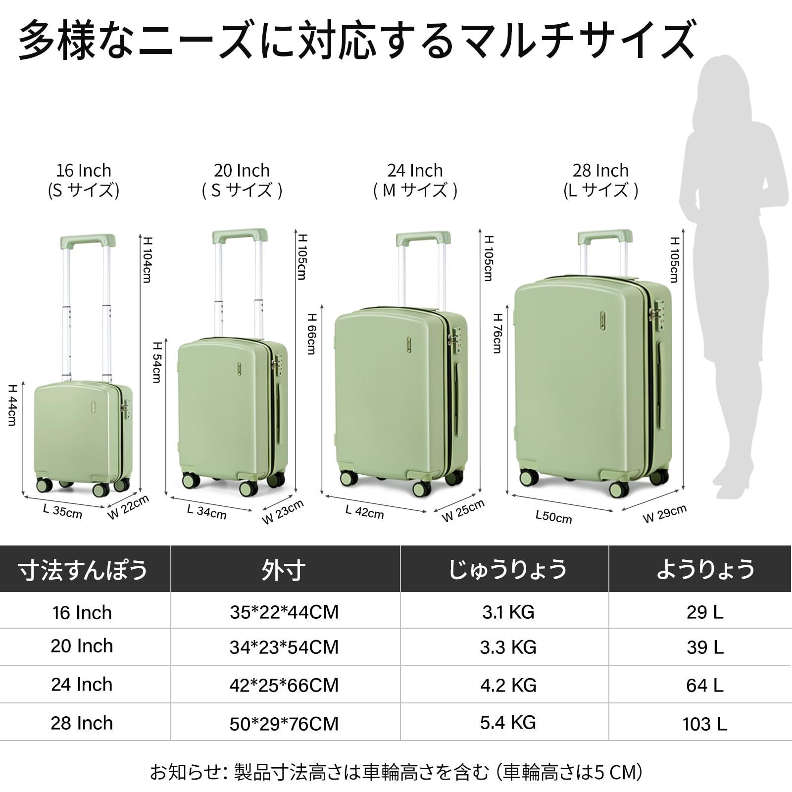 超軽量キャリーケース 大容量