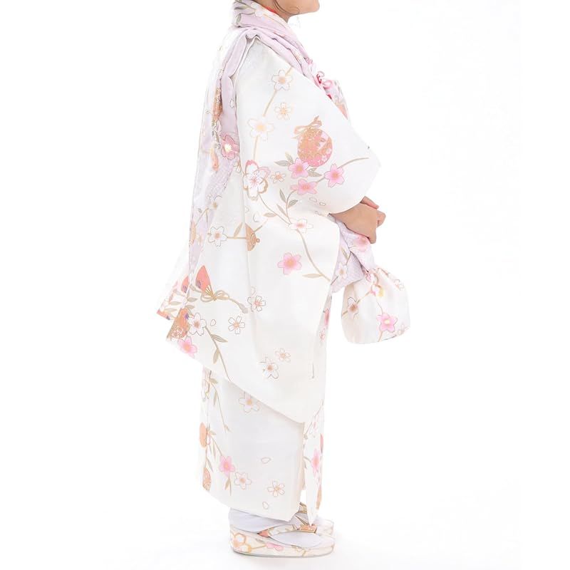 KYOETSU キョウエツ 七五三 3歳 女の子 着物 セット 被布 小物 フルセット 753 くすみ C 11.淡紫の花鞠夢