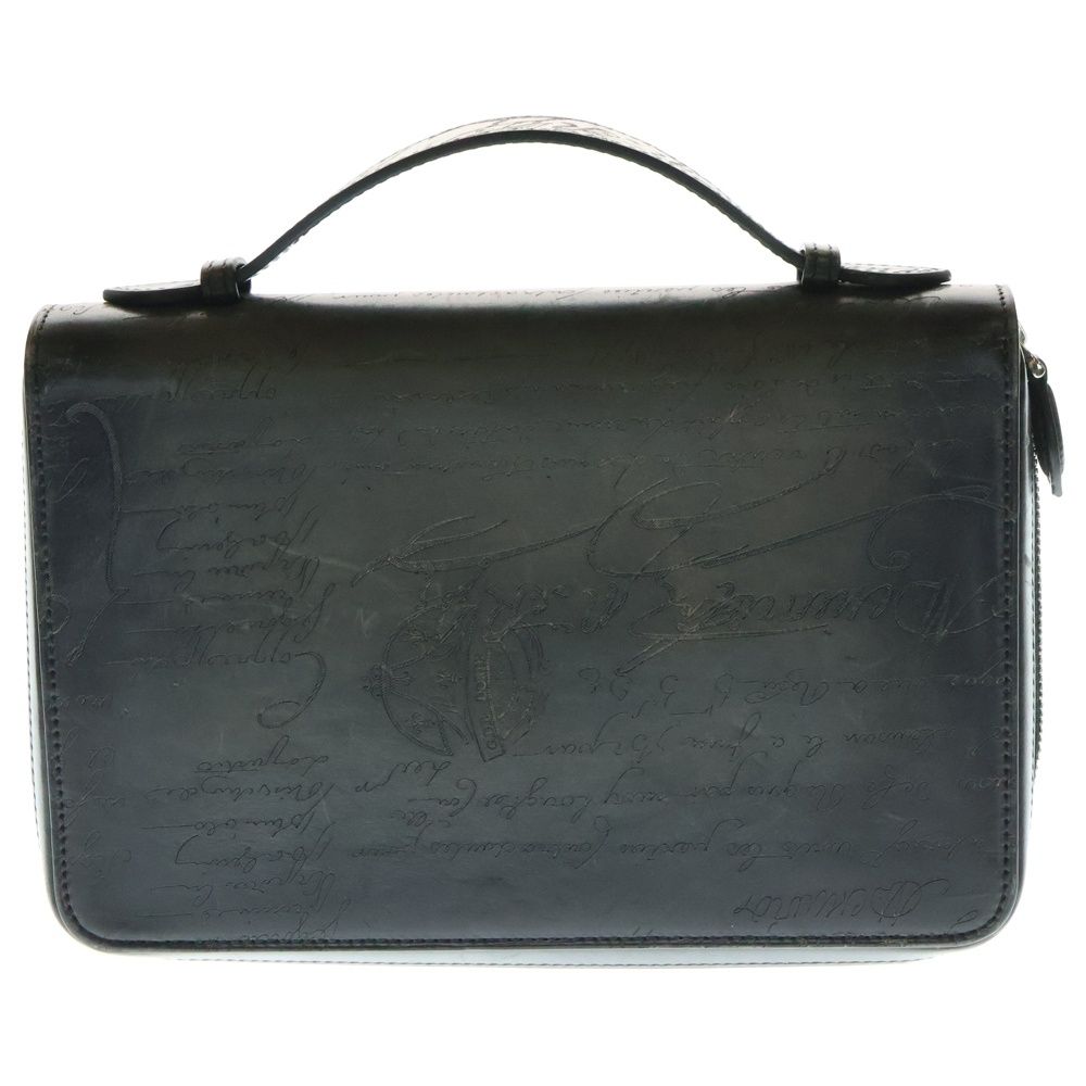 Berluti ベルルッティ カリグラフィー クラッチバッグ セカンドバッグ オーガナイザー グリーン×グレー レザー