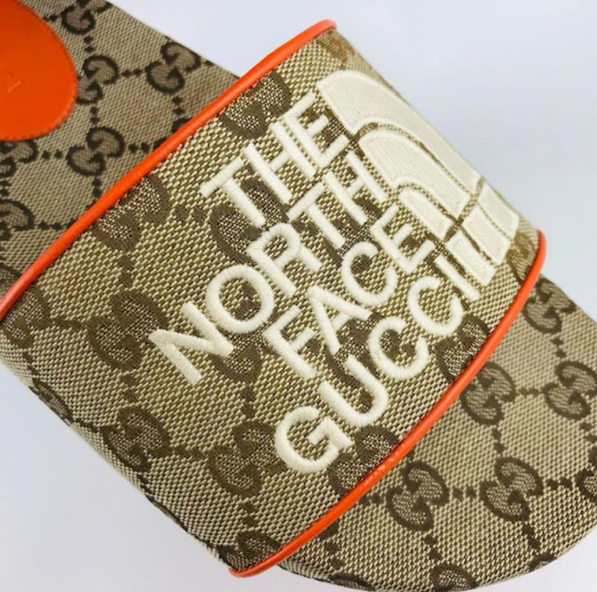 新品同様 グッチ ノースフェイス レザー GGモノグラム柄 サンダル 10 良品☆GUCCI×THE NORTH FACE☆グッチ×ザ ノースフェイス・コラボ
