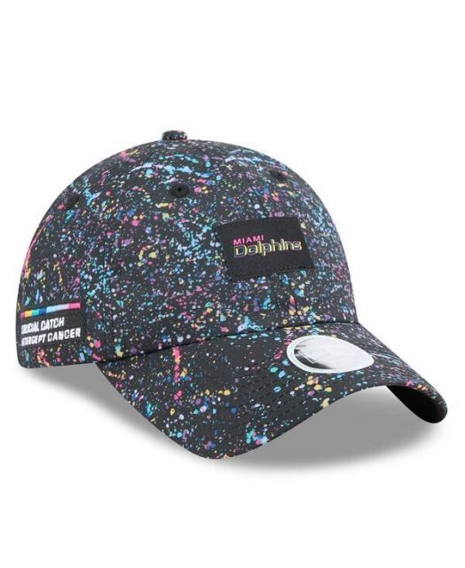 送料無料 ニューエラ レディース 帽子 アクセサリー Women s Black Miami Dolphins 2025 NFL Crucial Catch Pony Tail Adjustable Hat Black