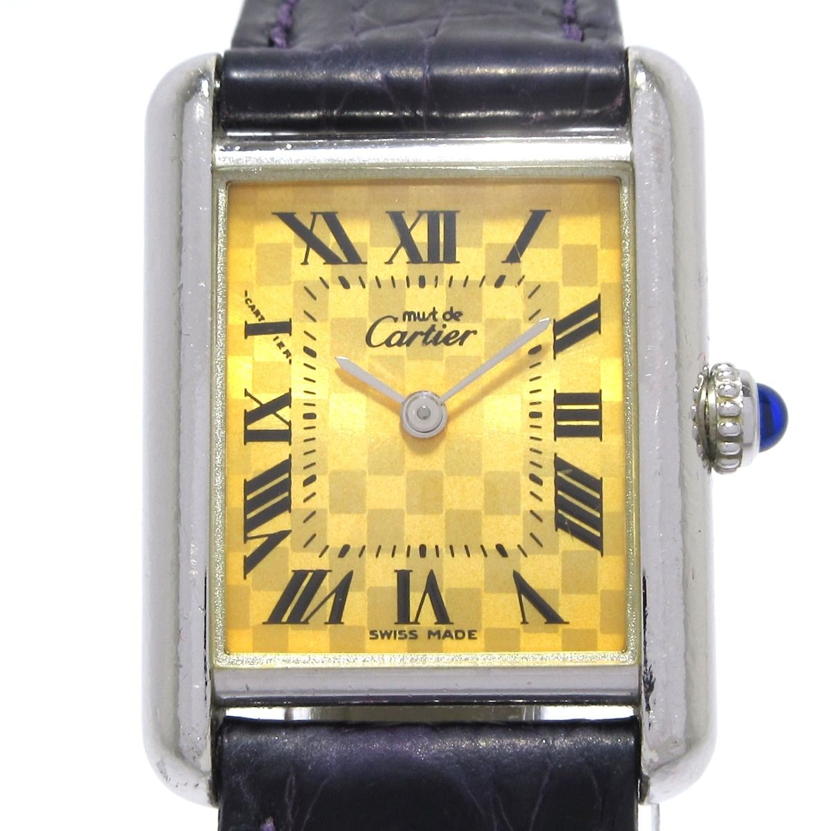 Cartier カルティエ 腕時計 マストタンクSM W1017654 レディース 2003年クリスマス |シルバー925|文字盤ブロックチェック柄 オレンジ