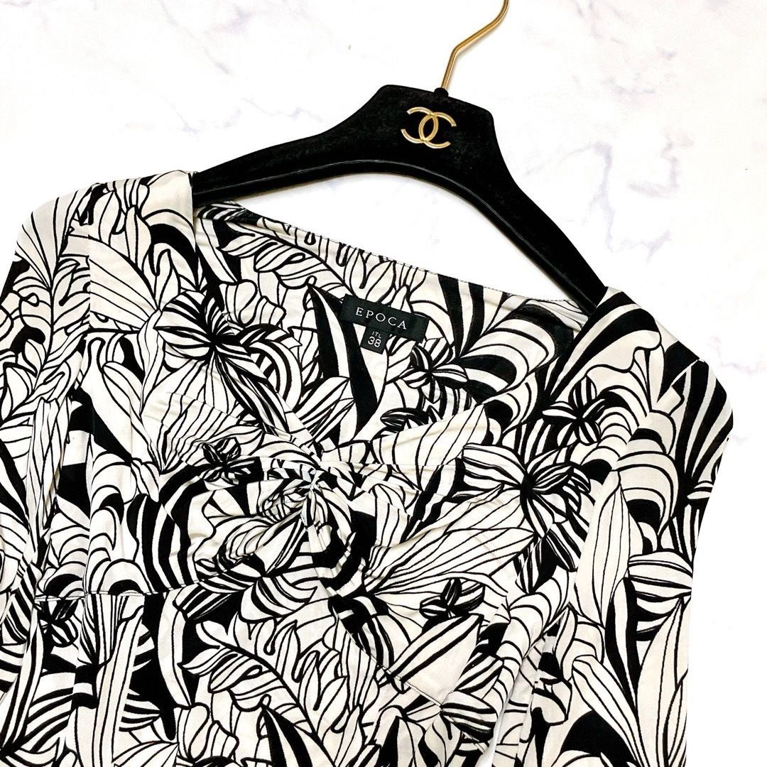 エポカ ジャージーワンピース 美ライン ボタニカル柄 伸縮性有 38 S