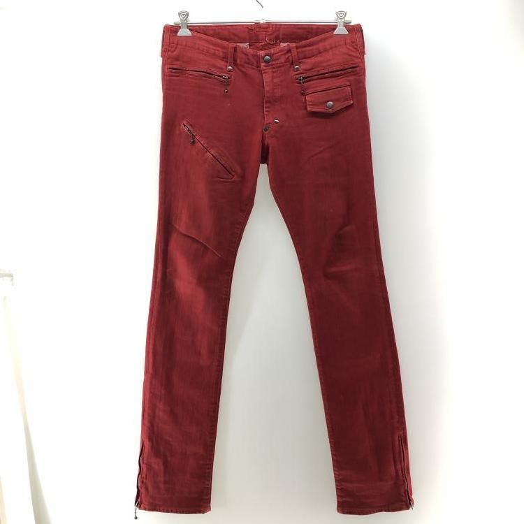 中古】NUMBER(N)INE 05ss ナイトクローラー期 ライダースパンツ 赤 