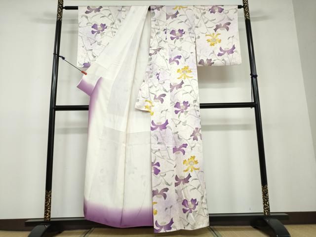 平和屋着物▽上質な小紋 単衣 笹竹風景文 正絹 逸品 未使用