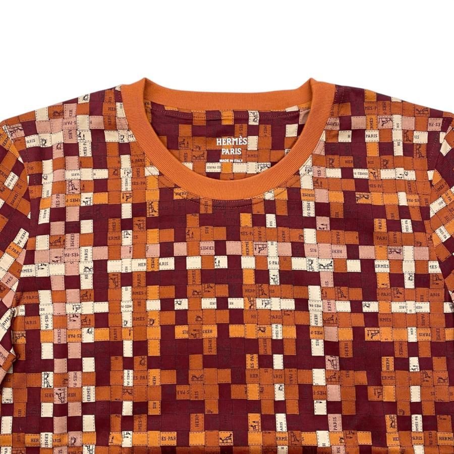☆E4206 エルメス 半袖Tシャツ ボルデュックチェック マイクロ