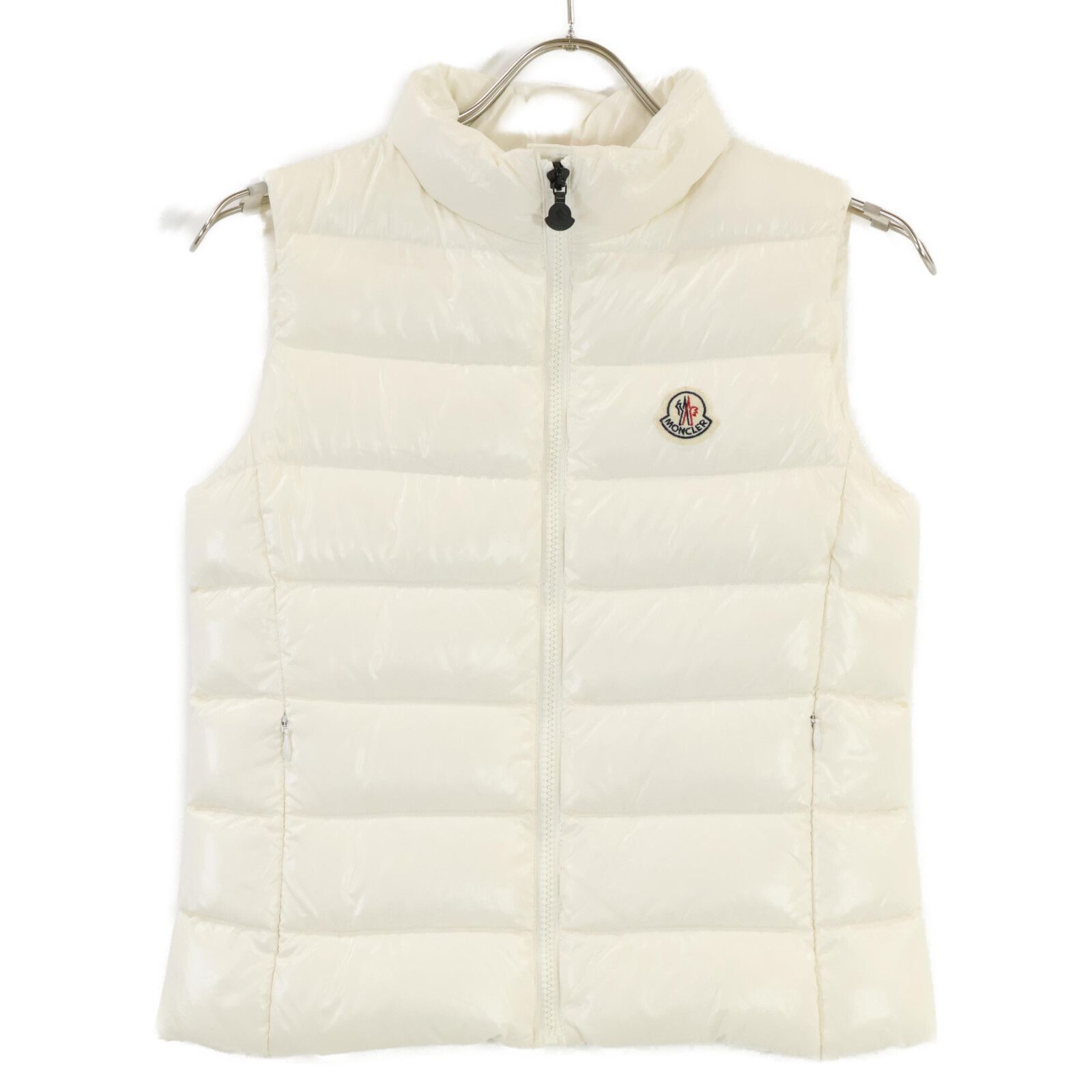 MONCLER MAGLIA GILET 裾フリル ニット切替 ダウンベスト 白 org.jpg