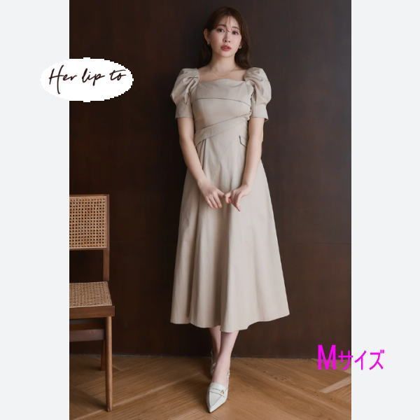 Troncais Puff Sleeve Dress ワンピ－ス 半袖 beige Her lip to