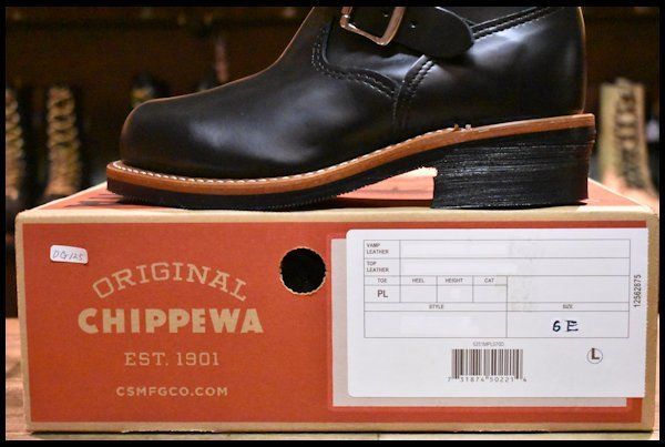 6E 未使用 黒タグ】Chippewa チペワ 99953 エンジニア ブラックコード 