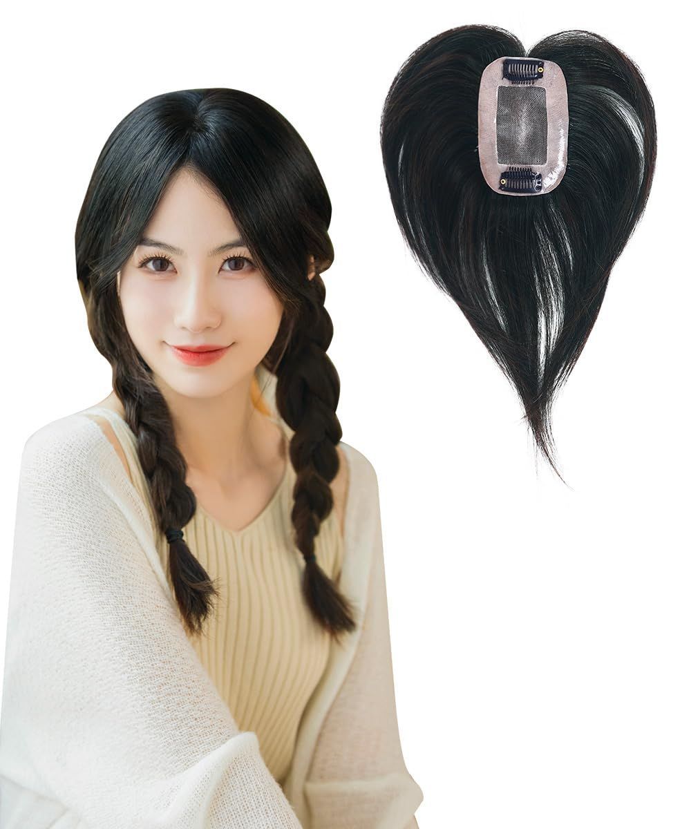 数量 HIYE 部分ウィッグ 総手植え 人毛 軽薄 通気性 抜け毛 ポイントウィッグ メッシュネット ナチュラル 小顔効果 ふんわり感 装着簡単 自然色 20cm ぱっつんバング