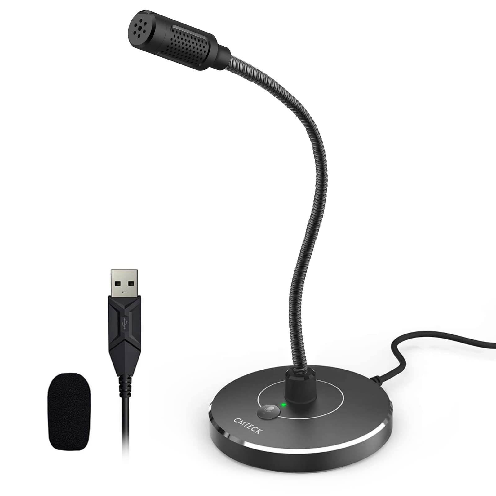 CMTECK USBコンピュータマイク G009 ノイズキャンセリング録音デスクトップマイク PC/ノートパソコン用 オンラインチャット ホームスタジオ ポッドキャスティング ゲーム Skype YouTube用 ミュート CMTECK USBコンピュータマイク G009 ラップトップ用USBマイク、PCマイクデスクトップグースネックマイク Chillitech® フレズノマイク、ダイナミックデスクトップゲーミング