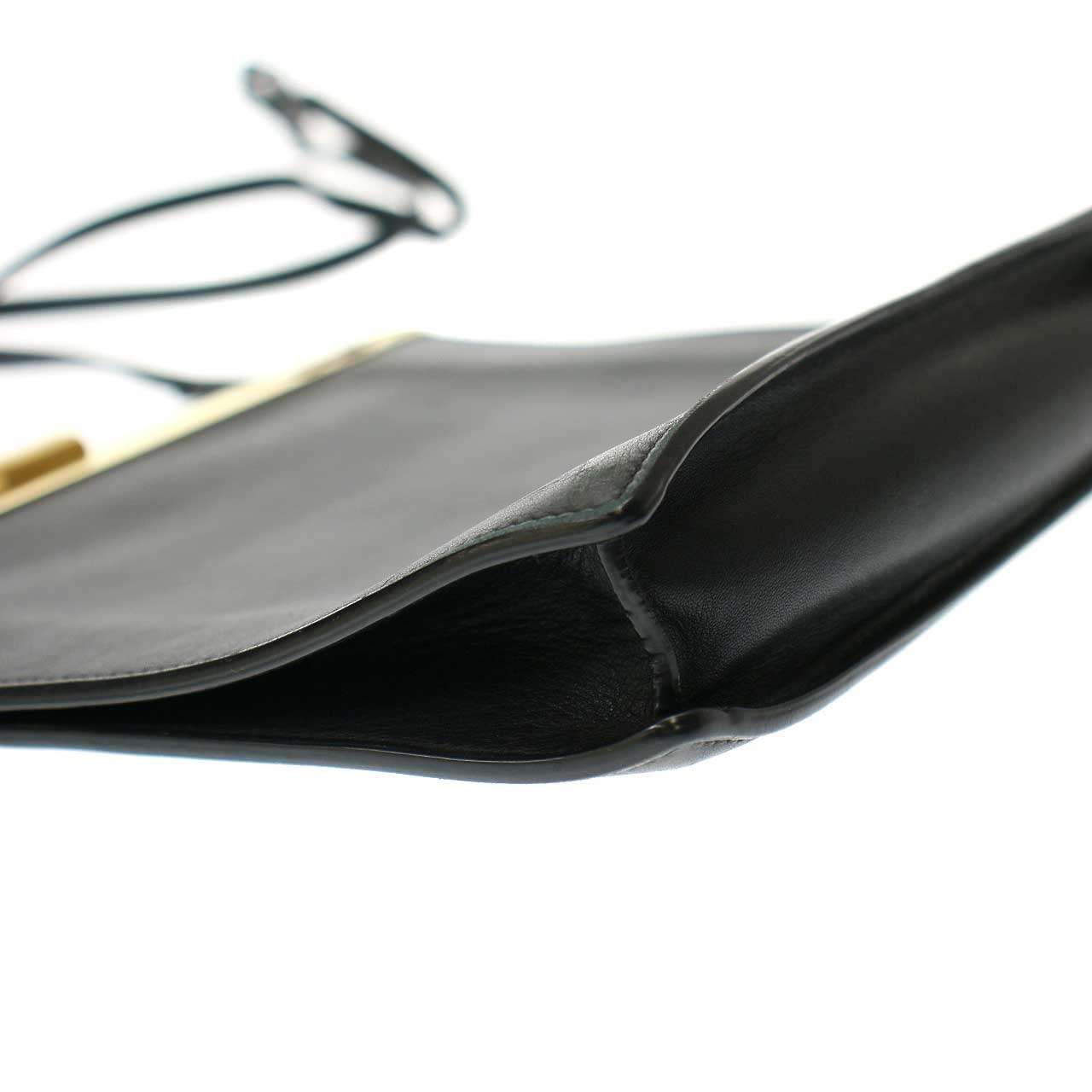 CELINE セリーヌ Phoebe Philo クラスプミニ レザーショルダーバッグ  ブラック CELINE（セリーヌ） CELINE Phoebe Philo クラスプミニ レザー
