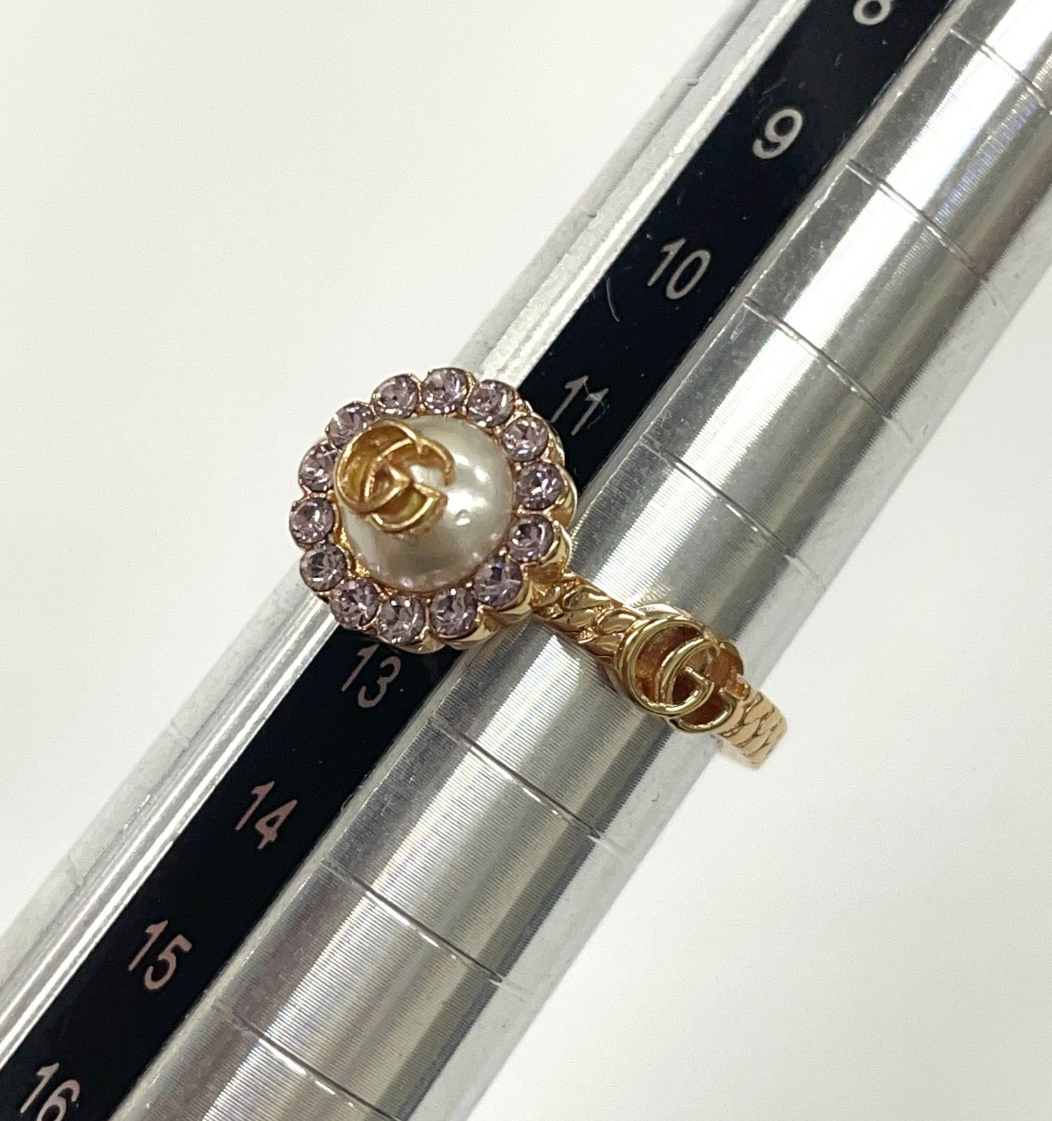 鑑定済み】 GUCCI グッチ ダブルG フラワー リング S （実寸12号） GP