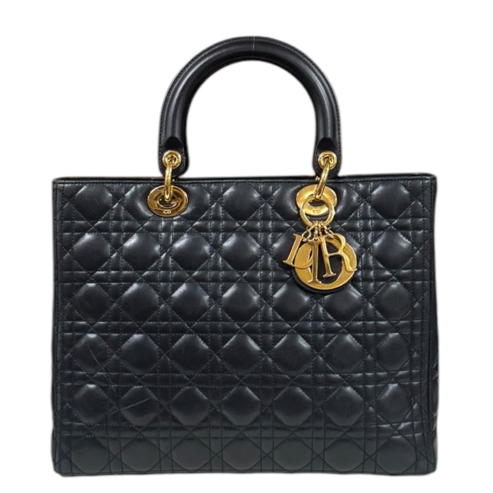 ディオール レディディオール ラージ カナージュ ハンドバッグ レザー ブラック レディース Dior ディオール