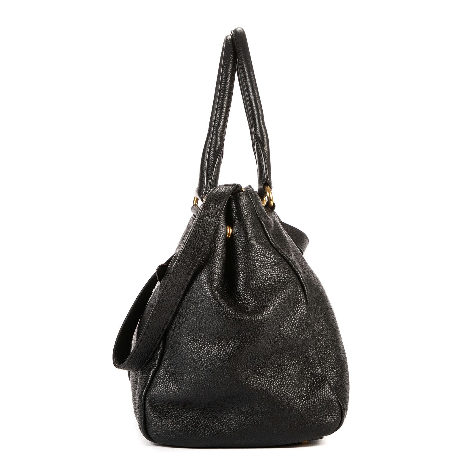 PRADA プラダコンバーチブル中サッチェル黒カーフスキンレザーA