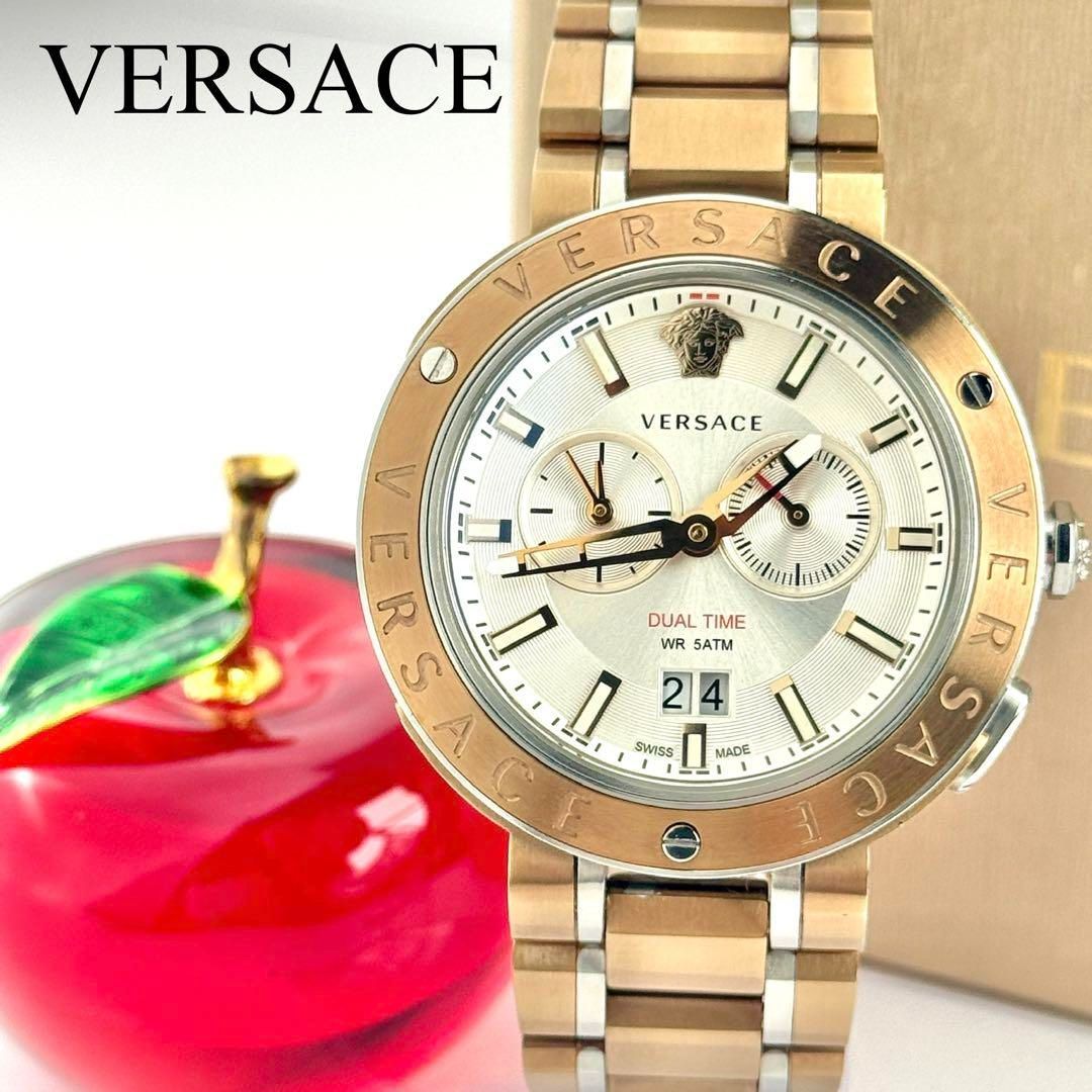 ヴェルサーチ Vエクストリーム デュアルタイム 電池 メンズ 腕時計 741