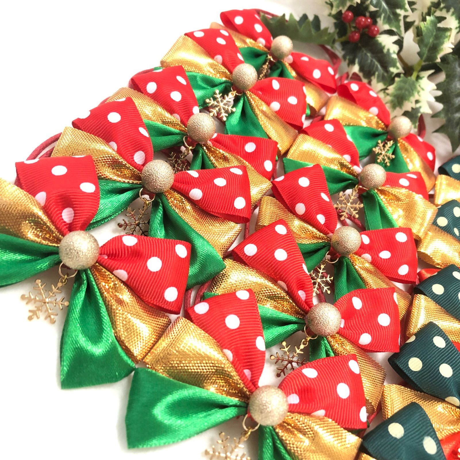 🎄クリスマスリボン🎄業務用【20本】トリミングチョーカー リボン