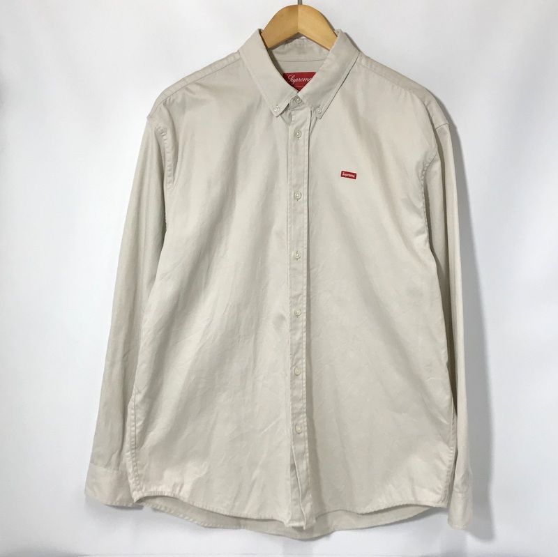 Supreme 長袖シャツ Small BOX shirt スモールボックスロゴ ボタンダウン シンプル Mサイズ ナチュラル シュプリーム トップス A12327