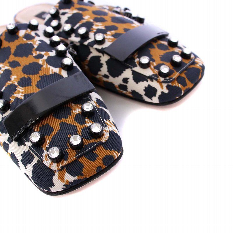 セルジオロッシ　サンダル　ミュール　ビジュー　レオパード　SR 1 セルジオロッシ Sergio rossi SR1 ミュール サンダル ビジュー ヒョウ