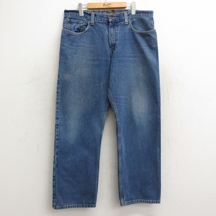 W36/古着 エディーバウアー ジーンズ メンズ ヒゲ 紺 ネイビー デニム 24may27 中古 ボトムス ジーパン Gパン ロング パンツ