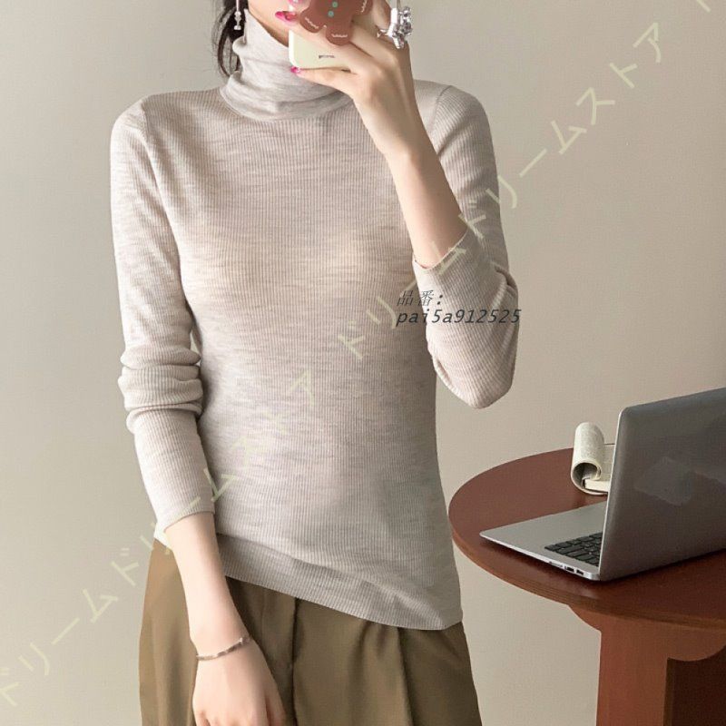 プルオーバー ニット セーター レディース トップス カットソー ストレッチ インナー 秋冬 柔らかい タイト シンプル カジュアル タイト 長袖 クリスマス 無地 pai5a912525