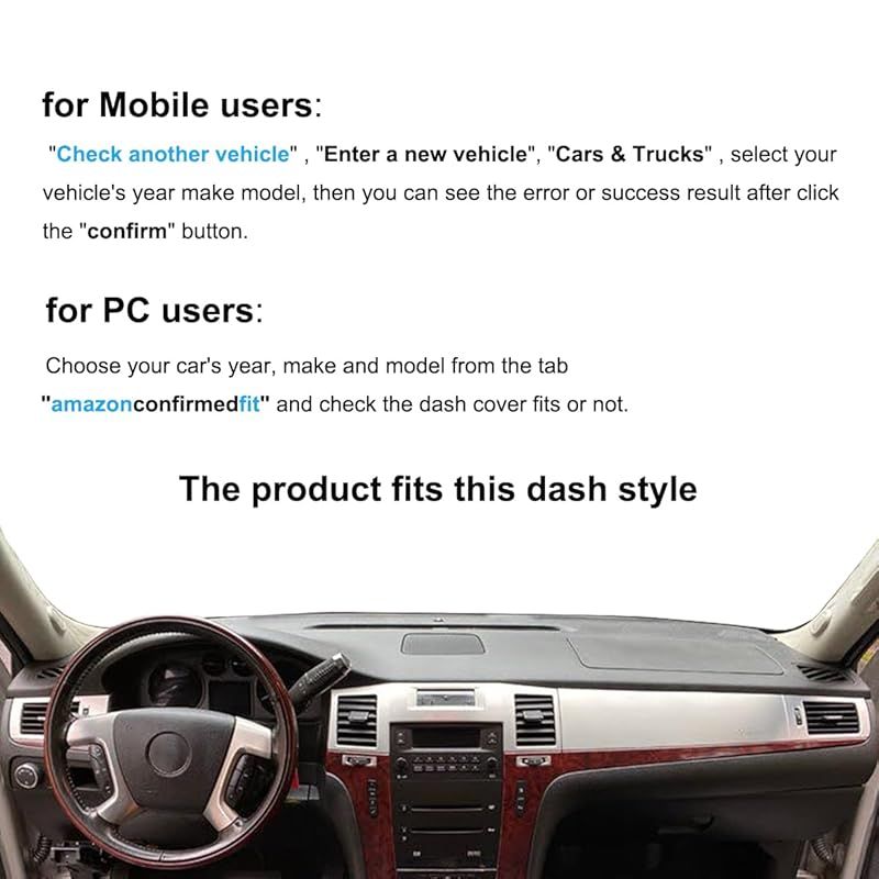 AKMOTOR ダッシュカバーマット キャデラックエスカレードESV EXT ハイブリッド用 カットアウトなし スピーカーダッシュボードカバーパッド カーペットプロテクター ブラック J18 0