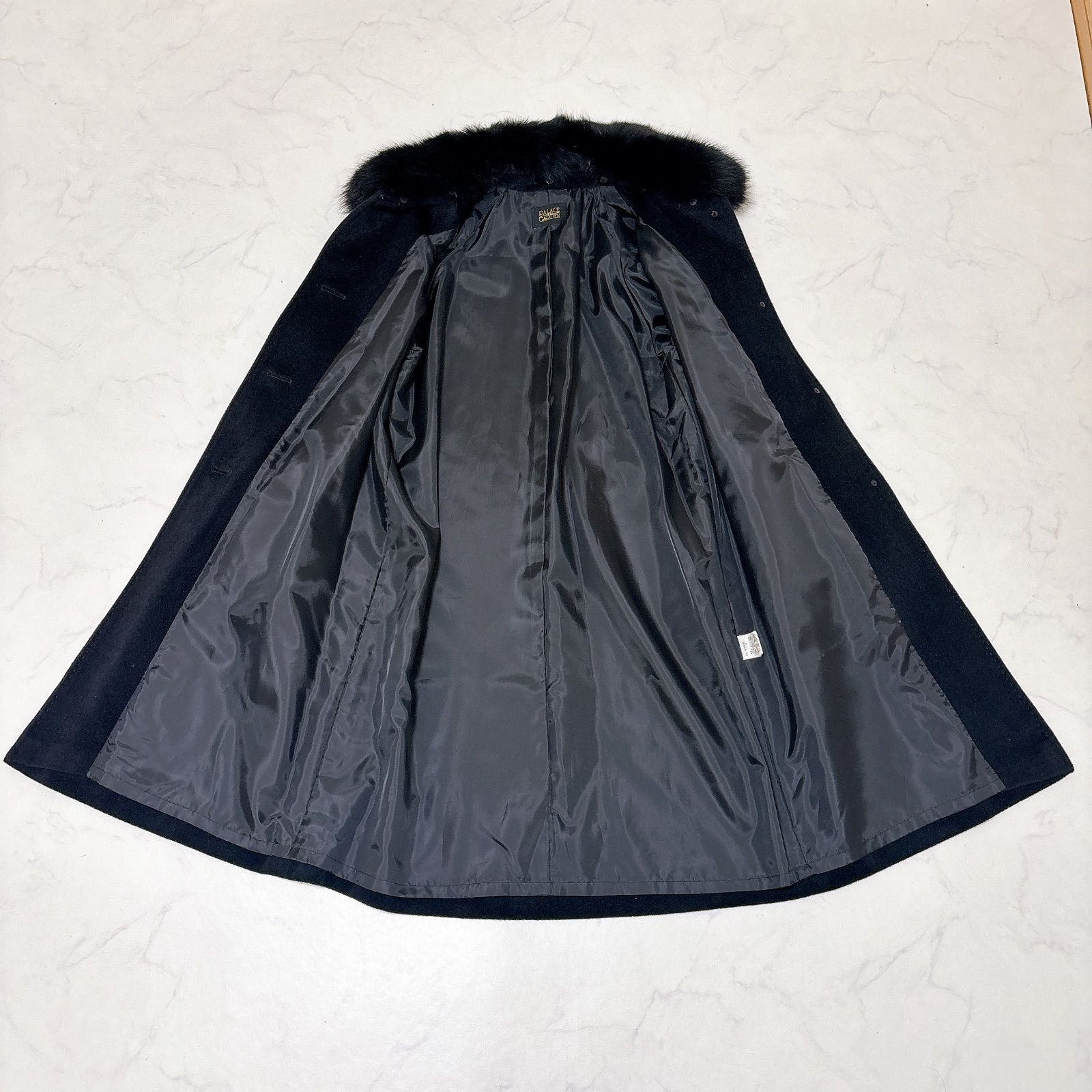 PALACE GARDEN アンゴラ フォックスファー ロングコート 大きいサイズ Pコート ウール