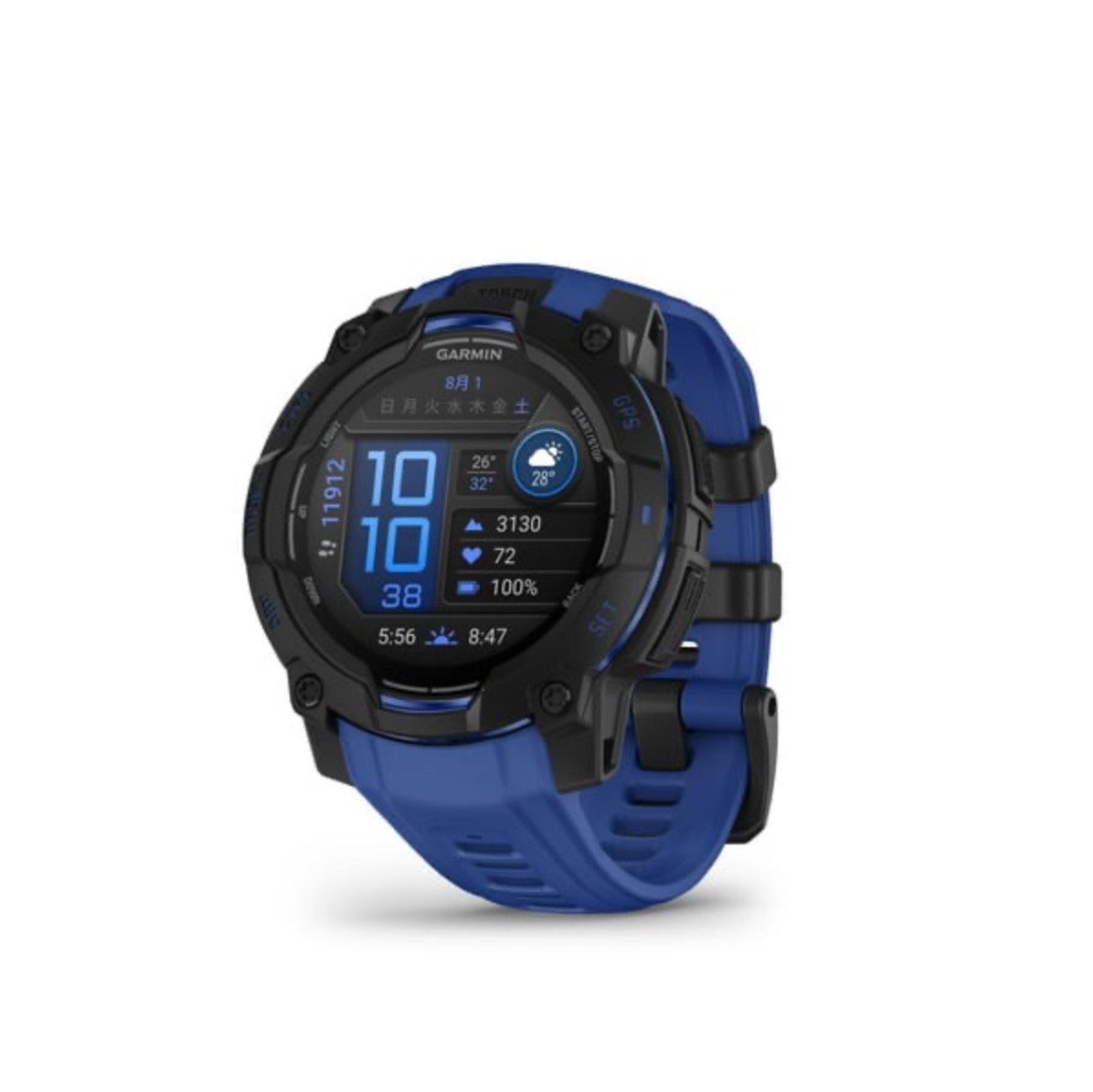 モデル ガーミン GARMIN Instinct 3 AMOLED タフネスGPSウォッチ Black | Bolt Blue 商品番号 010-02936-33