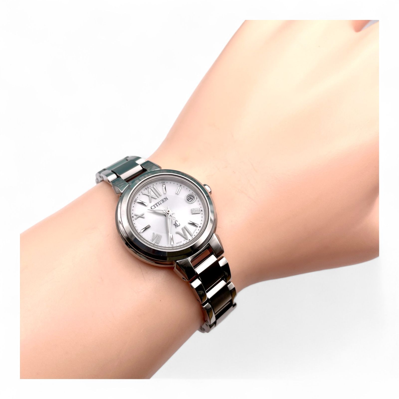 CITIZEN シチズン クロスシー H058-T016545 余りコマ付 電波ソーラー、美品】シチズン クロスシー シルバー H058
