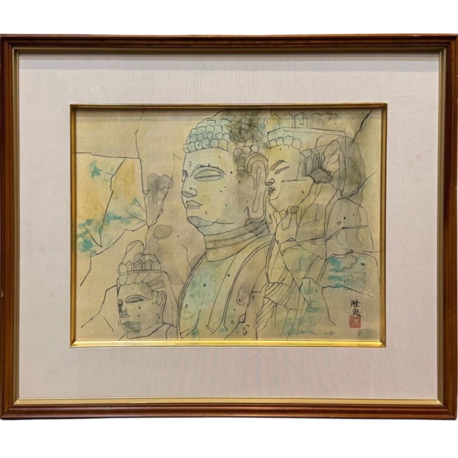 佐藤隆良 滋愛 日本画 共シール 福島出身 師 平山郁夫 日本美術院特待 菩薩 仏像