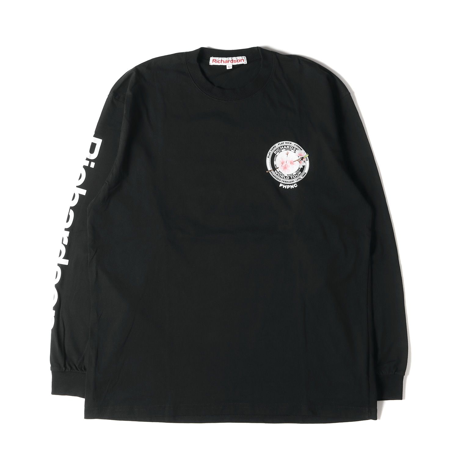 美品 Richardson リチャードソン Tシャツ サイズ:L チェリーブロッサムロゴ プリント クルーネック ロングスリーブ Tシャツ 長袖  ブラック 黒 トップス カットソー ロンT ブランド - メルカリ