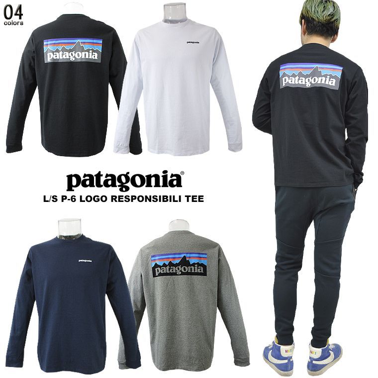 Patagonia パタゴニア P-6ロゴレスポンシビリロングTシャツ ロンT 長T ユニセックス 父の日 USモデル アメカジ 長袖カットソー 長袖Tシャツ ユニセックス 男女兼用 GRAVEL HEATHER|GLH NEW NAVY|NENA